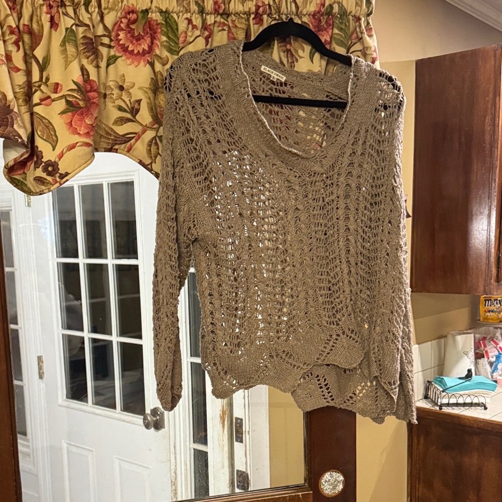 Black Swan Taupe Open-Knit Sweater